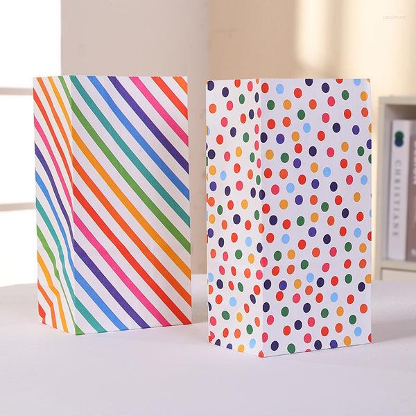 Geschenkpapier 6 teile/satz Bunte Punkt Tragbare Papiertüte Kraft Alles Gute Zum Geburtstag Kind Erwachsene Hochzeit Party Gunst Süßigkeiten