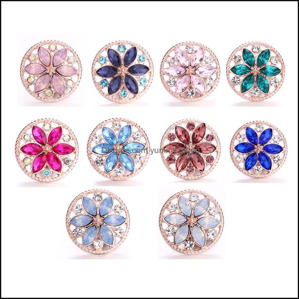 Outros componentes do botão de jóias de botão de cristal oval de colorf Botões de snaps de metal rosa Botões de pulseira FIT BRACELE
