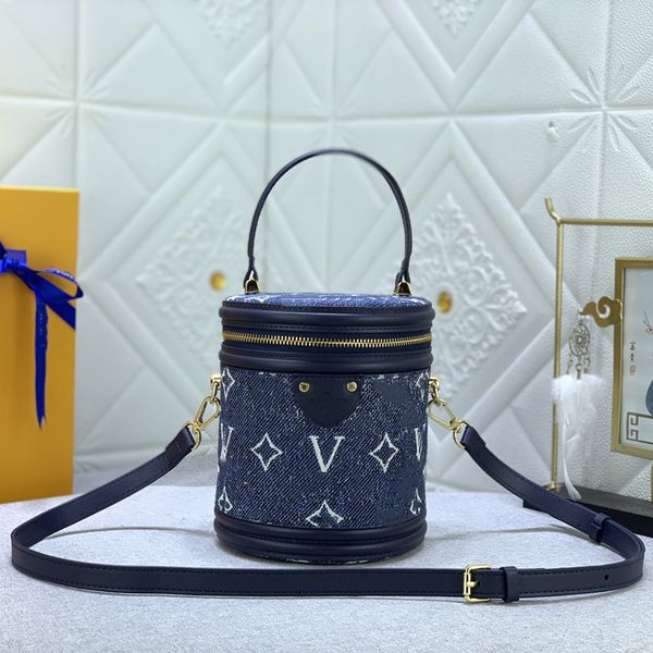 Tasarımcılar CANNES PETIT Crossbody Kova Çantaları Monogramlar Ters kanvas Deri Çantalar Fıçı Şeklinde Cüzdanlar Çapraz Gövde Saplı Omuz Çantası Silindir Mini Çantalar