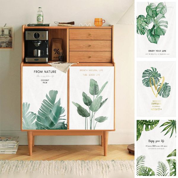 Cortina Tropical Palm Folhas Gabinete Plantas Verdes Curto Armário Cozinha Capa de Poeira Divisão Divisor de Divisor Drapes