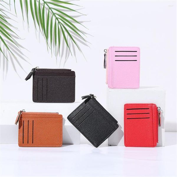 Titolari di carte Fashion Mini ID Business Credit Zipper Holder PU Leather Slim Bank Case Organizer Wallet