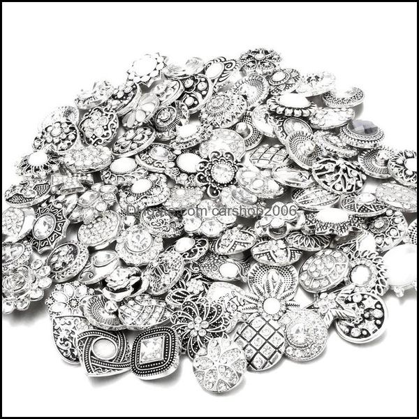 Diğer Toptan 18mm Snap Düğme Takı Bileşenleri Renkli Rhinestone Çiçek Metal Çıtçıt Düğmeleri DIY Bilezik Kolye Dhseller2010 DHQC5