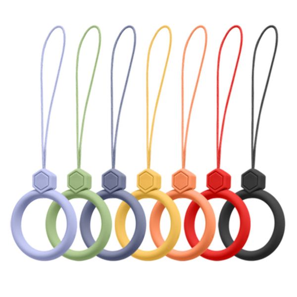 Silicone líquido Silicone Ring tiras de corda encantos de corda anti-Pó de poeira para celular móvel Caixa de fone de ouvido Tela das chaves U Keychain de disco pendurado de moda