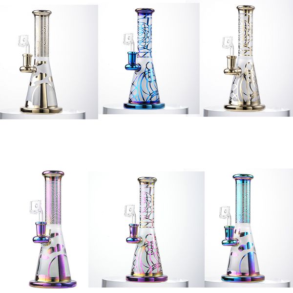 Tubos de água de vidro estilo arco-íris Hookahs 7 cores Heady Glass Bongs 9 polegadas Dab Rigs com 14mm Feminino Joint Bowl Banger Acessórios para fumar ZDWS2005