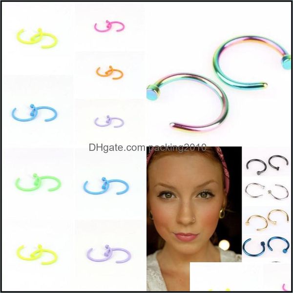 Partybevorzugung 6 8 10mm Nasenringe C Edelstahl Massive Farbe Herren Damen Hoops Piercing Schmuck Partybevorzugung 0 35LQ E19 Drop Lieferung Dhmlp