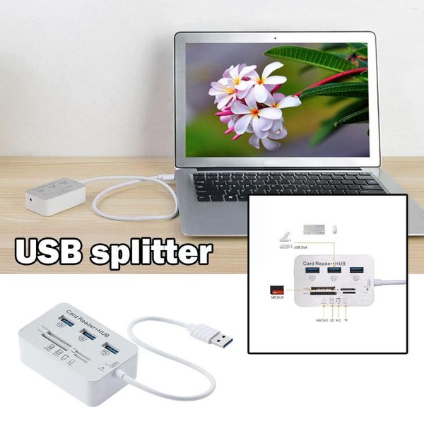 Mini USB Hub 3.0 Leitor de várias cartões de alta velocidade com ms/sd/m2/tf 3 portas tampa para laptop u1r1