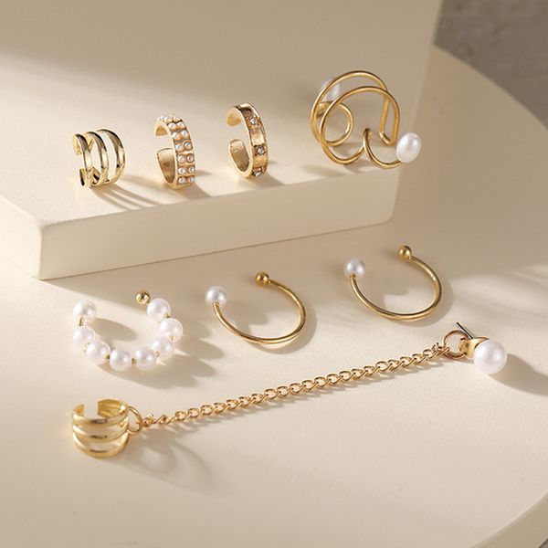 Moda Gold Pearl Ear Clips Manguar