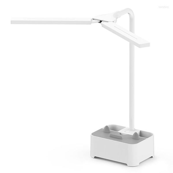 Lampade da tavolo Lampada da lettura a LED a doppia testa USB a risparmio energetico Staffa di archiviazione multifunzionale Rotante regolabile portatile