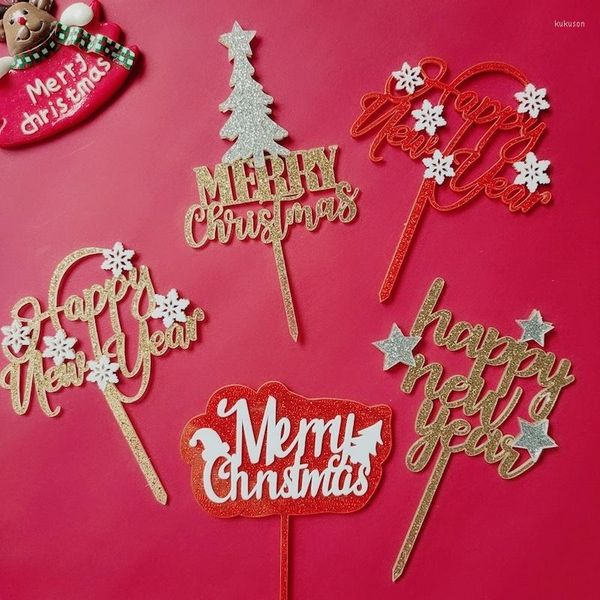 Abastecimento festivo 2022 Criativo acrílico feliz ano bolo Feliz Natal X-Mass Decorações Ferramentas de decoração de casa