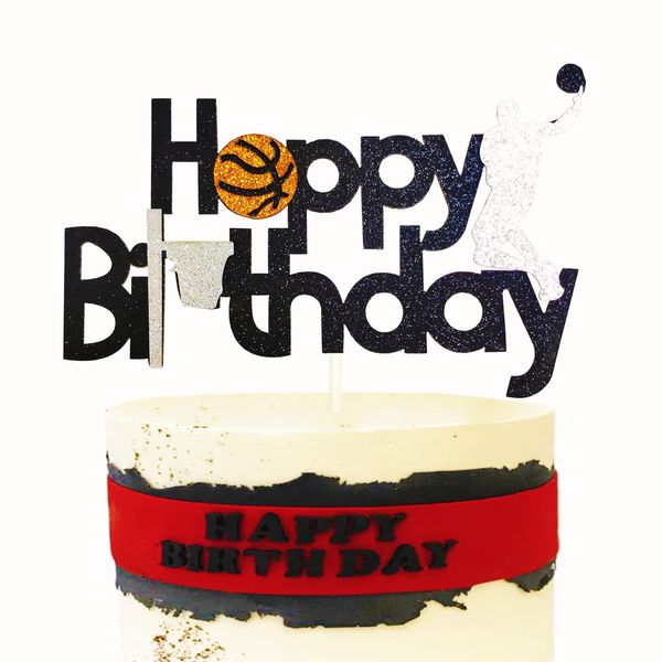 Altre forniture per feste festive L Glitter Happy Birthday Basketball Cake Topper per sport a tema Gold Sier Hoop Player Deco Packing2010 Amvag