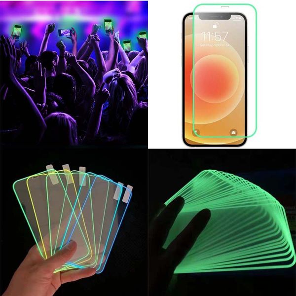 Für iPhone Luminous Screen Protector Schutzfolie Gehärtetes Glas 14 13 12 Mini 11 Pro Max X Xs Max