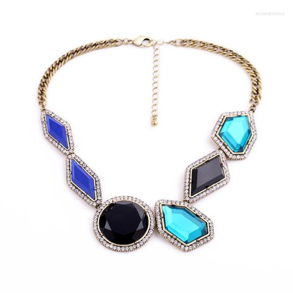 Подвесные ожерелья 2022 EST Sparkly очаровательная имитация Gemstone Geometric Pendants Women Bib CHOKE