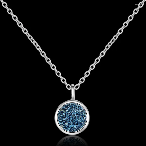 Colares pendentes Dream Pingente de cristal azul colar para mulheres 2022 Jóias da moda coreana da moda Round Boho Chain Party Gift H