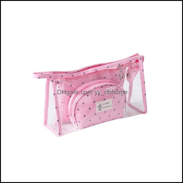 Borse portaoggetti Piccola corona Borse cosmetiche da viaggio stampate Borsa da lavaggio trasparente in pvc Borsa portatile da donna impermeabile 3 pezzi Confezione grande C Dhzl1