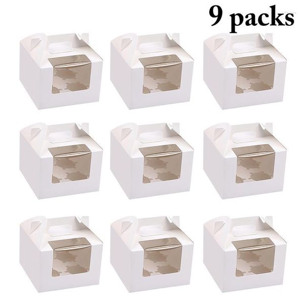 Geschenkpapier 9 Stück Cupcake Muffin Box Kuchen Tasse Verpackung Weißes Kraftpapier Tretlager Pudding Gebäck Marvin Boxen für Party