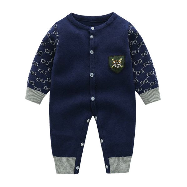 Kinder Designer Herbst Winter Neugeborenen dicken Pullover Strampler Baby Jungen Mädchen Sommer Top Qualität Langarm Baumwollkleidung 1-2 Jahre alt Overalls