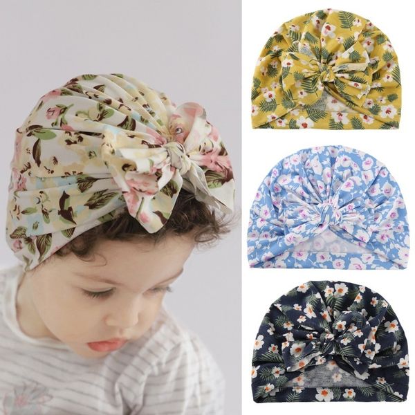 Mützen Hüte 2 Stück Leichte Frühling Baby Schleife Turban Stirnband Säuglingskopftuch Born Beanie Indian Cap Neutral Hut für Kinder Mädchen Jungen 220907