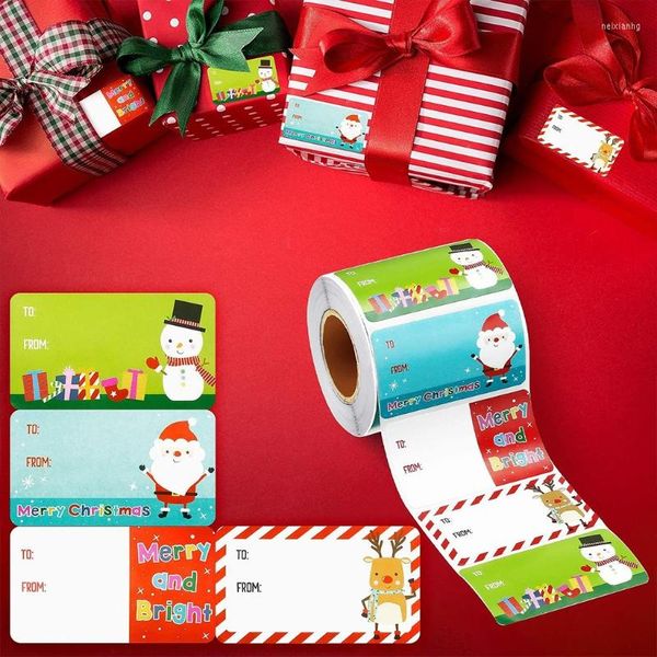 Geschenkpapier, 500 Stück, kleine Weihnachtsaufkleber, Scrapbooking, Verzierungen, Dekorationsserie, rechteckige Etiketten