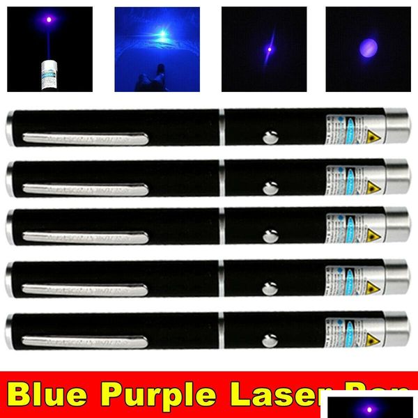 Ponteiros a laser 5pcak 10miles 1mw 405nm Blue violeta laser ponteiro Ponteiro Ensino Ensino Powerf Toy Cat Toy Drop Power Drop entrega 2021 dhris