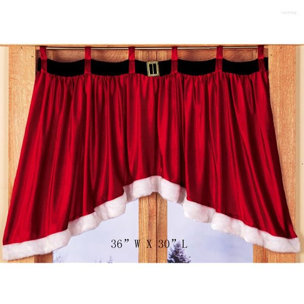 Cortina criativa criativa vermelha densa veludo de natal cortinas decorativas guia estilo superior para janela porta de armário de cozinha