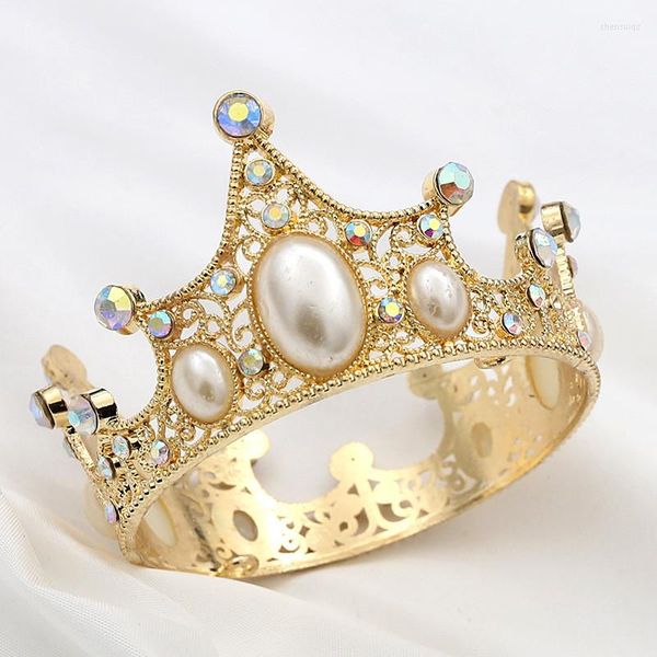 Haarspangen für Kinder, kleine Krone für Jungen und Mädchen, Abschlussball, Kuchen, Geburtstag, kleines Diadem, Kinder-Kopfschmuck, Schmuck, goldene Perlen, Tiaras, Ornamente