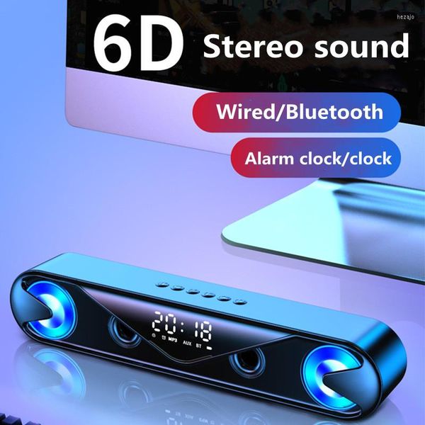 Altoparlanti combinati Altoparlante Bluetooth senza fili Home Theater Barra audio stereo 6D per TV Computer TF U Disk Subwoofer Box Sveglia con