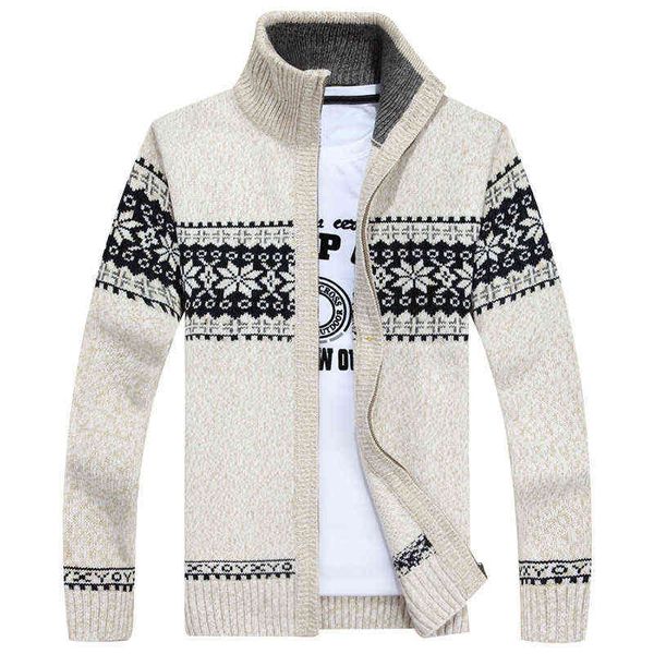 Erkek Sweaters Sonbahar Kış Geometrik Baskı Kazak Erkekler Çizgili Noel Süveteri Rüzgar Derme Sıcak Moda Hardigan Sweaters Erkek Büyük Boyut 3XL T220906