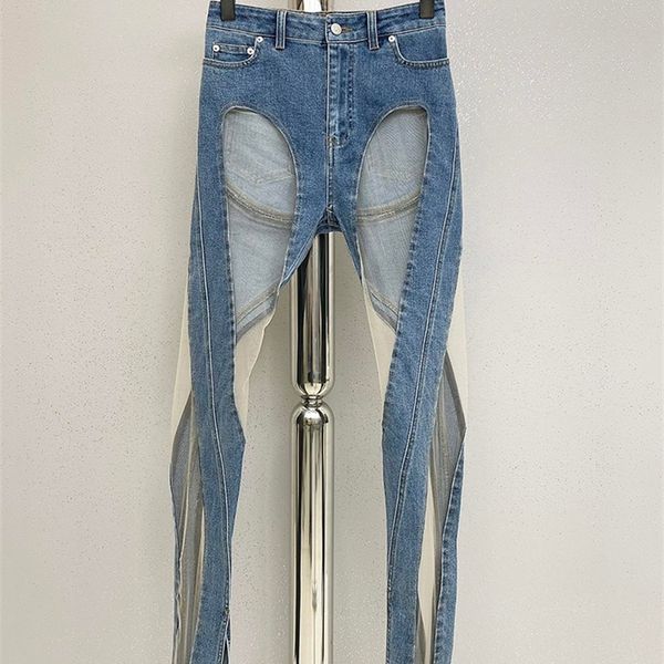 Женские джинсы Deat Run Way Fashion Women Женская джинсовая ткань Сексуальная полная полная половина джинсы с большими отверстиями Женские штаны Slim WY14000L 220908