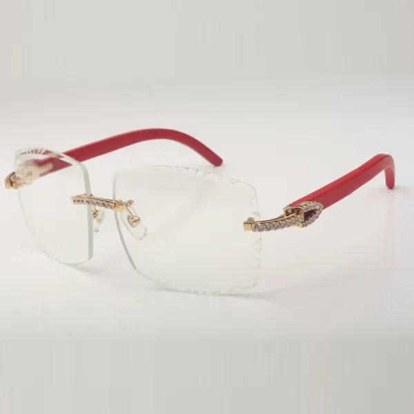 Mittelgroßes Diamant-Sonnenbrillengestell 3524022 mit Holzbeinen und 58 mm klar geschliffenen Gläsern, Dicke 3,0 mm