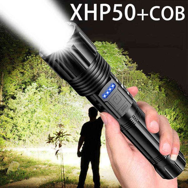 Super Helle XHP50 Led Taschenlampe Zoom USB Aufladbare Hohe Leistungsstarke Taschenlampe Wasserdichte 18650 Taktische Blitzlicht Camping J220713
