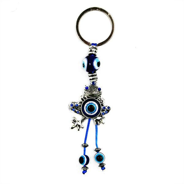 Schlüsselanhänger L Luckboostium Frosch Charm mit blauem Kristall Böser Blick Schlüsselbund Ring Zeichen für Schutz Segen Harmonie und Nce Home Mjfashion Amq4O
