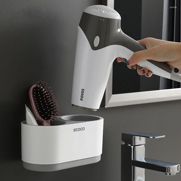 Set di accessori da bagno Scatola portaoggetti da bagno multifunzionale Portaspazzolino a parete Asciugacapelli Necessità quotidiane Accessori