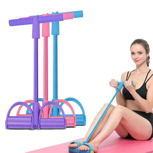 Fitness Egzersizleri İçin Çok Fonksiyonlu Gerilim Halatı Elastics Bant Ev Direnç Bantları 4 Tüp Elastik Pedalı Ayak Bileği Çekme 0908