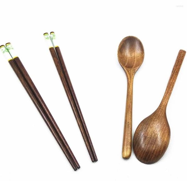 Столовые наборы наборов риса Scoop Schpsticks Scoops устанавливают китайский натуральный дерево Subbit Portable Creatival Dableware Poswing деревянный суп 8 шт./Наборы