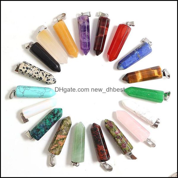 Charms Natural Crystal Stone Pillar Pingentes de colar hexagonal AMTHYST CHETMS PARA JOIXAS FAZENDO DE BREAÇÃO DHSELLER2010 DHxei