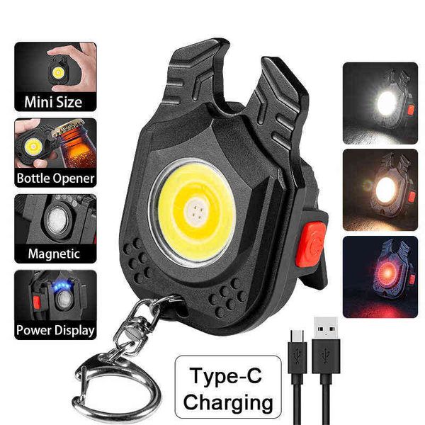 Torcia a Led portatile Bright Cob Work Light Mini Pocket Keychain Light Camping Lanterna da escursionismo all'aperto J220713