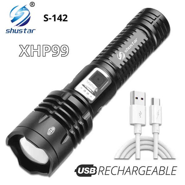 Torcia a LED XHP99 super luminosa ricaricabile con clip per penna La batteria al litio di grande capacità incorporata può illuminare 500 metri J220713