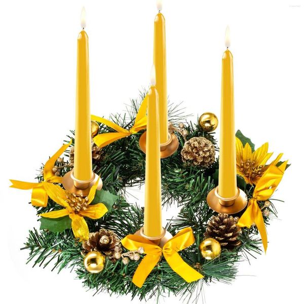 Dekorative Blumen, rotes Band, Weihnachtskranz, Kerzenhalter, Kerzenständer, Girlande, Jahreszeitenornament, Adventsdekoration, Kalender