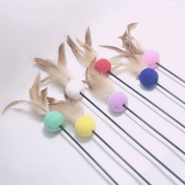 Cat Toys 1Pcs Teaser Wand Fake Feather Kitten Stick Giocattolo interattivo Peluche Addestramento per animali domestici Forniture per gatti