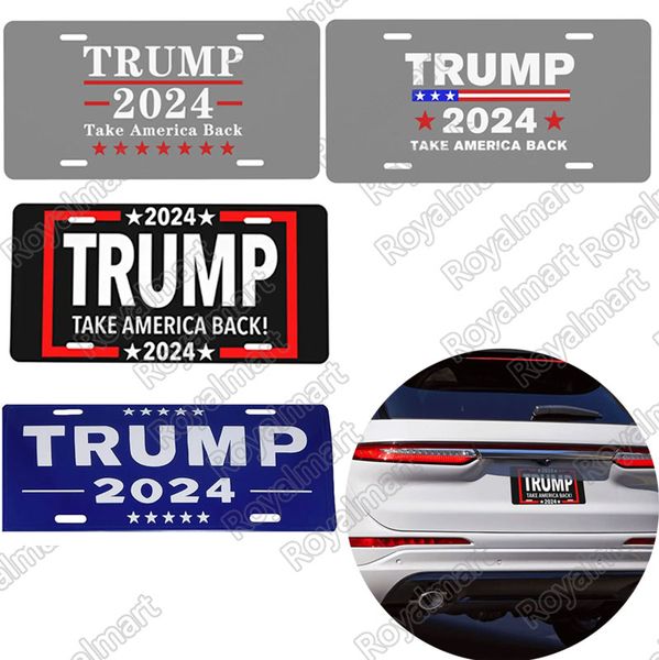 Banner Flag Trump 2024 Auto Auto Licenza tag auto metal in alluminio decorazione per auto sul retro frontale 12x6 pollici