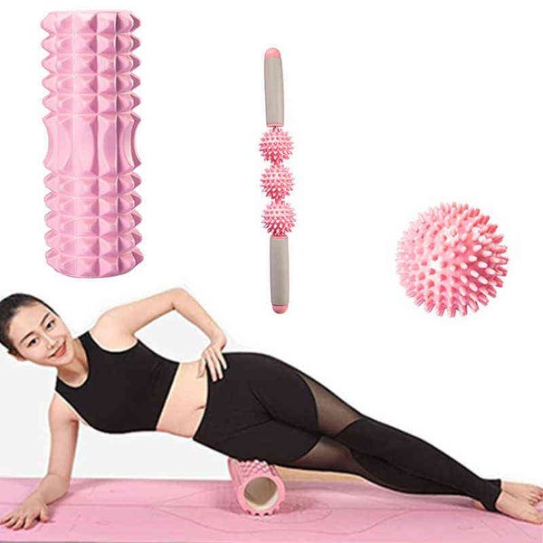 Aperte a mão Fitness Pilates Pilates Roller Blocks Suit Coluna Relax Ball Stick Stick para o treinador de massagem do pé da perna da cintura traseira 0908