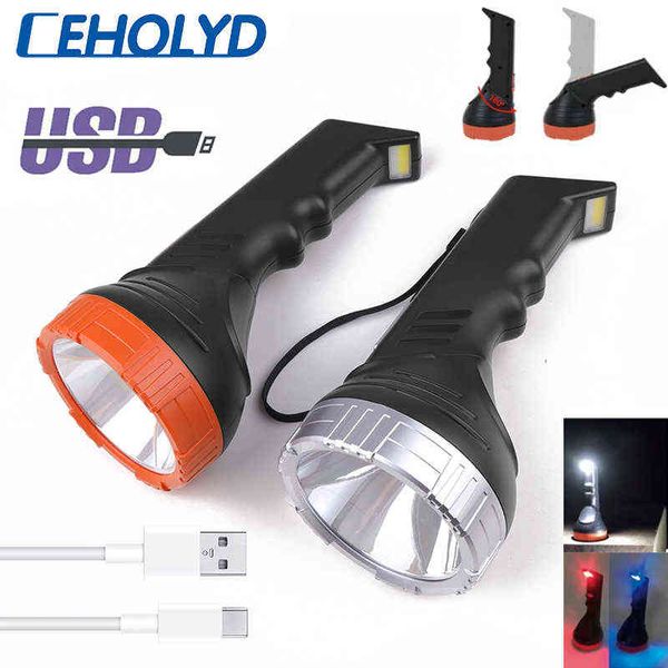 CEHOLYD LED FİRSE XHP50 Kamp Balıkçılık Işık Type-C USB USB Şarj Edilebilir El Feneri Yerleşik Pil Su Geçirmez Fener Tail Mıknatıs J220713