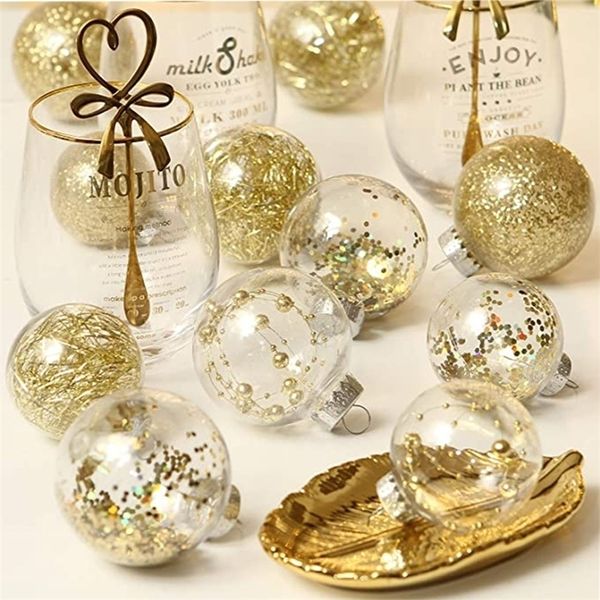 Decorazioni natalizie Altre forniture per feste per eventi 24 pezzi Ornamenti con palline di plastica trasparente Palline appese all'albero di Natale con ripieno per matrimonio 220908