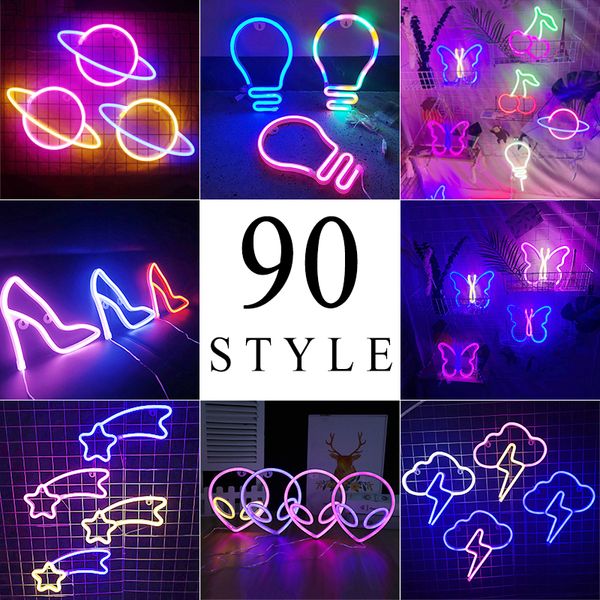 LED Neon Light Wall Art Sign Decorazione della camera da letto Hello Rainbow Lampada da notte appesa Insegne al neon per il regalo di decorazioni per le feste a casa