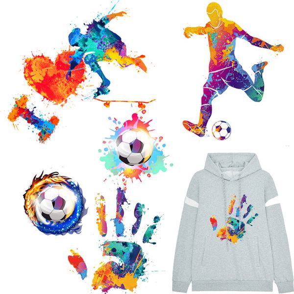Adesivo da Copa do Mundo de noções Ferro lavável colorido na transferência para camiseta de futebol esportes de calor transferências de calor na decoração de roupas