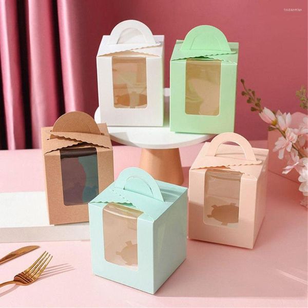 Geschenkpapier, Hochzeit, Geburtstag, Partyzubehör, einzelne Cupcake-Box, Kuchenverpackung mit Halter, Süßigkeitentüten, durchsichtige Fenster