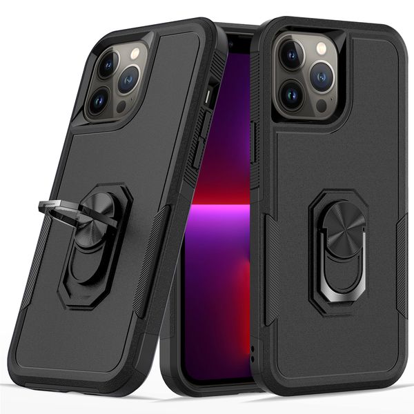 Casos de telefone para iPhone 14 13 12 11 Plus Pro Xr x Xs Max 6 7 8 Plus com PCTPU 2 camadas de cobertura total Câmera de proteção e protetor de proteção Anel de proteção e capa de kickstand