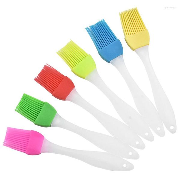 Strumenti di cottura 1pcs Pennello in gel di silice a sei colori Cottura per uso alimentare BBQ Maniglia in silicone per olio ad alta temperatura Cucina