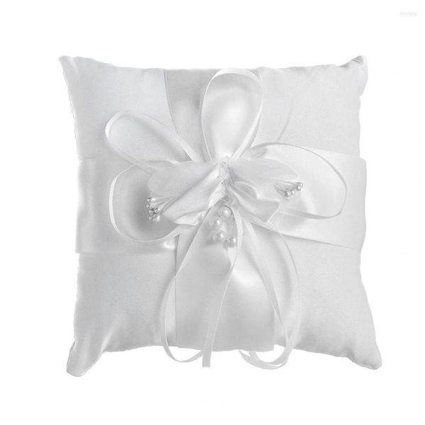 Confezione regalo Bocciolo di fiore bianco Anello nuziale Cuscino Decorazione del nastro Fornitura di supporto per fiocco romantico decorativo manuale