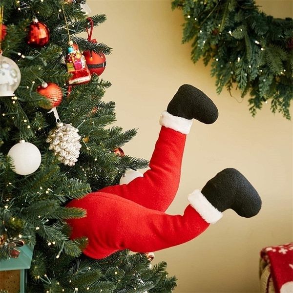 Рождественские украшения Другие вечеринки по снабжению Санта -Клаус ноги рождественская елка плюшевая фаршированная искусственная нога Санта -Клаус Эльф ноги для дома Рождество повесить 220908